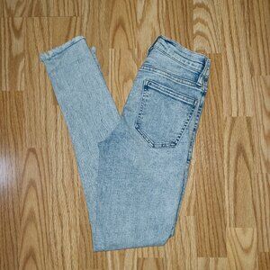 Garage Denim Light-Wash Distressed Skinny High Rise Jeans